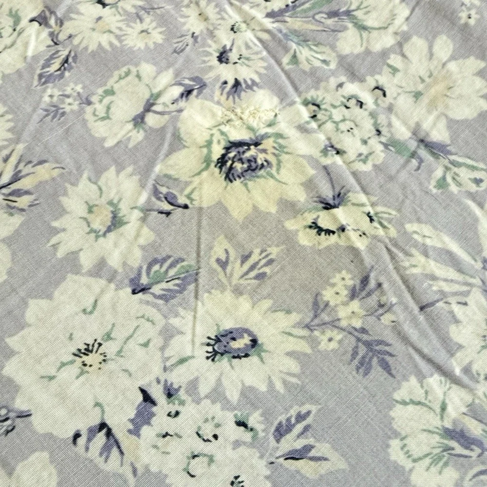 Vtg Patchwork Quilt Flying Geese Full Queen 83x82 Purple Teal Floral Handmade